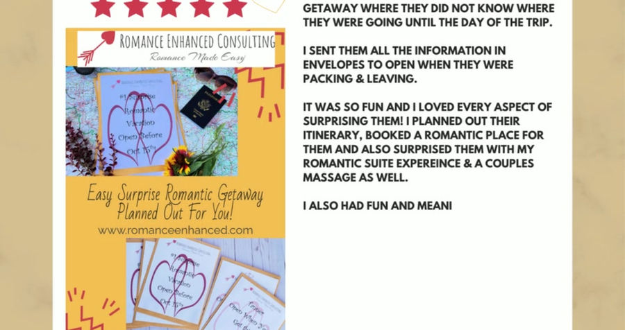 Gold Happy Customer Review Romantic Getaway Facebook Post